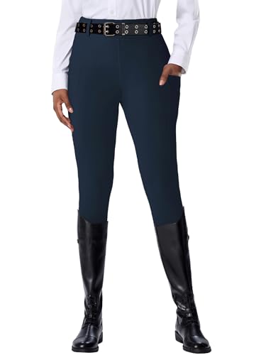DMVOD Women's Horse Riding Pants Active Silicon Grip Full Seat Breeches for Women Equestrian Pants Navy M - Image 2