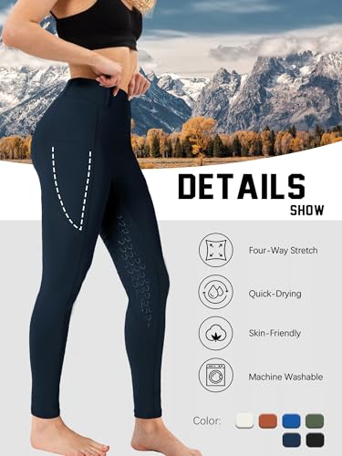 DMVOD Women's Horse Riding Pants Active Silicon Grip Full Seat Breeches for Women Equestrian Pants Navy M - Image 5