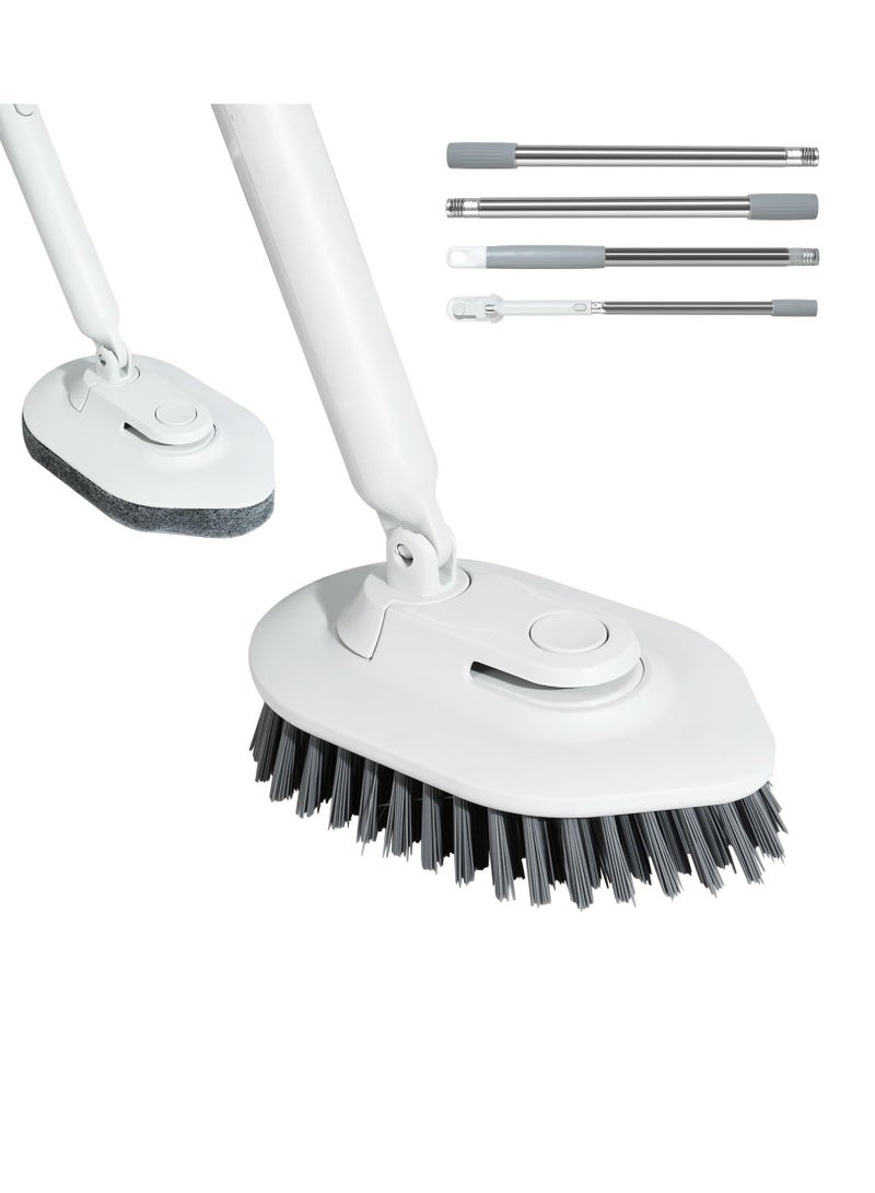 Excefore 2 in 1 Tub & Tile Scrubber Cleaning Brush with Long Handle, 50'' Shower Bathtub Brush Include 1 Stiff Brush & 1 Sponge Brush for Kitchen Floor Wall Bathroom Glass Toilet Window  - Image 1