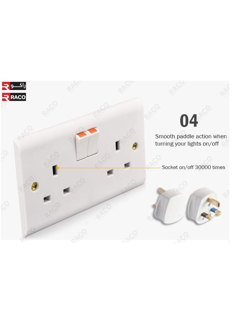 RACO RACO Socket Extension Board | Heavy-Duty Cable Power Cord 13A Plug 220-250V Socket | Ideal for Various Indoor and Outdoor Uses (Dual Socket UK)  - Image 5