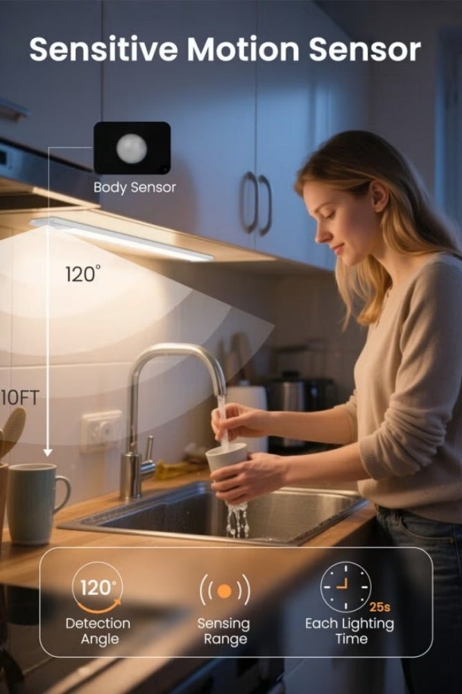 BESTPEAK 40cm LED cabinet sensor light   cabinet lighting   LED wardrobe light strip   easy to install   adjustable LED light with 3 color temperatures   human body sensor light   rechargeable lighting with remote control   LED light strip suitable for kitchens   bedrooms   hallways   wine cabinets - Image 2