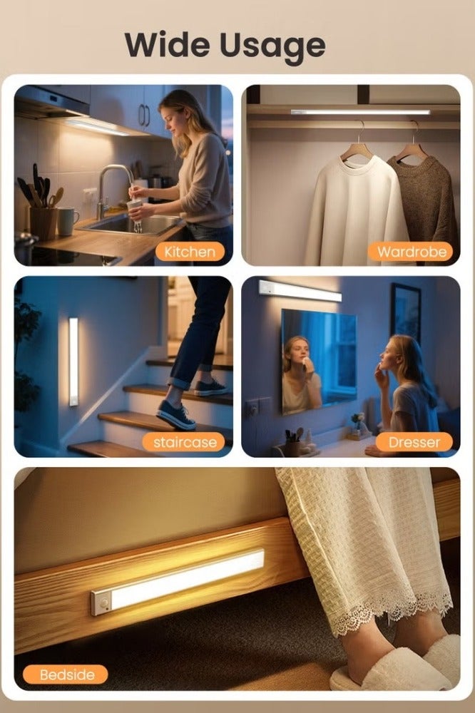 BESTPEAK 40cm LED cabinet sensor light   cabinet lighting   LED wardrobe light strip   easy to install   adjustable LED light with 3 color temperatures   human body sensor light   rechargeable lighting with remote control   LED light strip suitable for kitchens   bedrooms   hallways   wine cabinets - Image 5