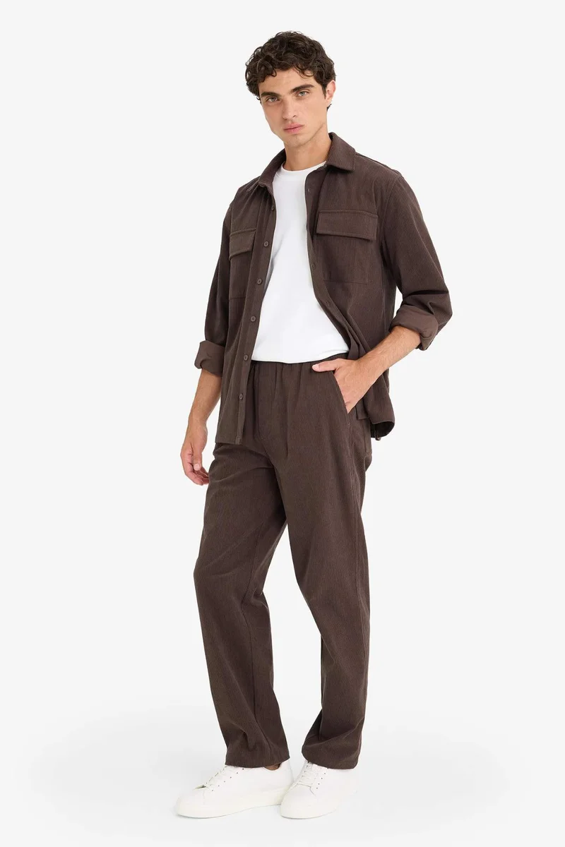 Defacto  Wide Leg Corduroy Trousers for Men | Best Price UAE