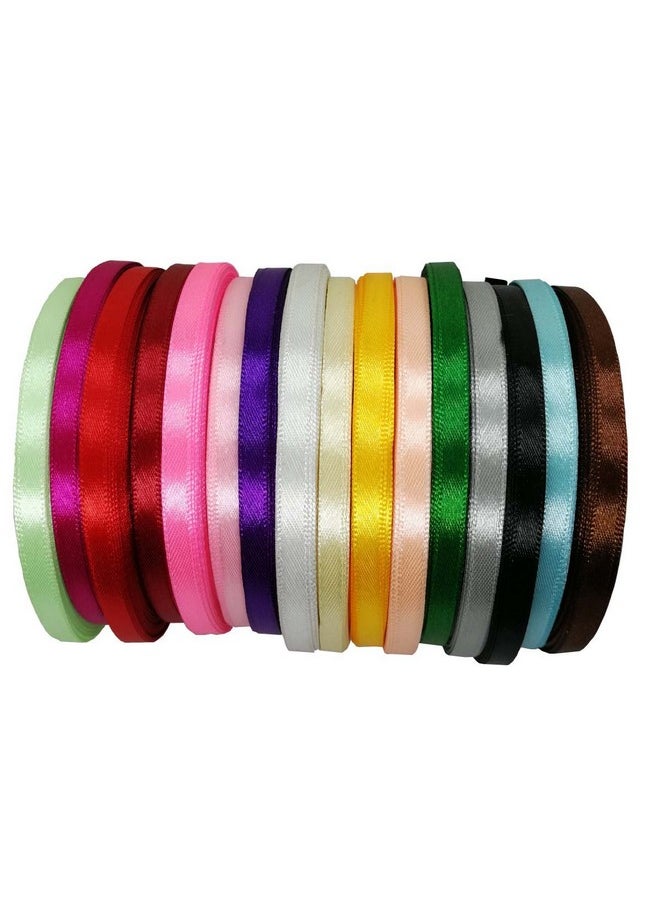 DIY Crafts Jesep 16 Rolls 400 Yards Solid Satin Fabric Ribbon Multi Color Packing For Gift Package Wrapping Hair Bow Clips Accessories Crafting Sewing Wedding Decorator Etc (1/4" 6Mm)  - Image 1