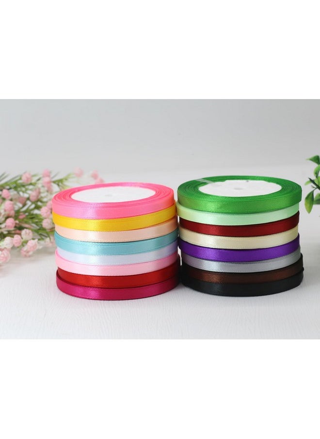 DIY Crafts Jesep 16 Rolls 400 Yards Solid Satin Fabric Ribbon Multi Color Packing For Gift Package Wrapping Hair Bow Clips Accessories Crafting Sewing Wedding Decorator Etc (1/4" 6Mm)  - Image 2