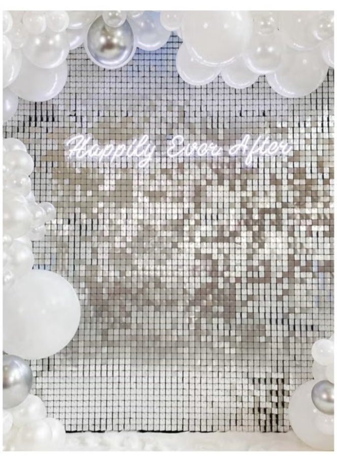 Generic - Silver Foil Backdrop 2m Length 1m Width Glitter Foil Backdrop for Wedding Birthday Baby Shower Party Decoration - Image 1