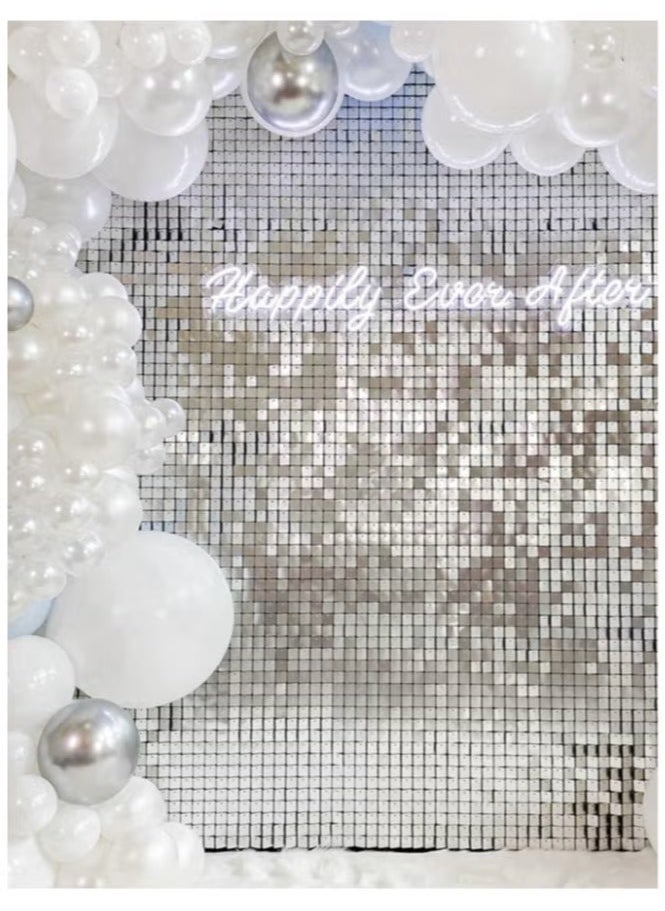 Generic - Silver Foil Backdrop 2m Length 1m Width Glitter Foil Backdrop for Wedding Birthday Baby Shower Party Decoration - Image 1