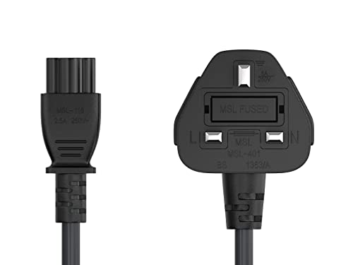 Cable Leader CableLeader 6ft 18 AWG England Notebook Power Cord with 2.5 A Fuse, IEC-320-C5 to UK Plug BS1363 UL Listed - Image 3