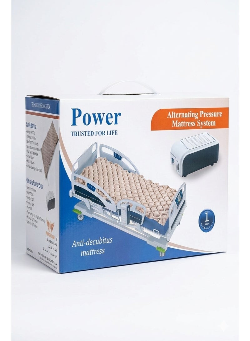 POWER Does the patient suffer from prolonged lying down? A medical air mattress with alternating pressure helps distribute pressure, reduces the likelihood of bedsores, and provides better comfort for patients. - Image 1