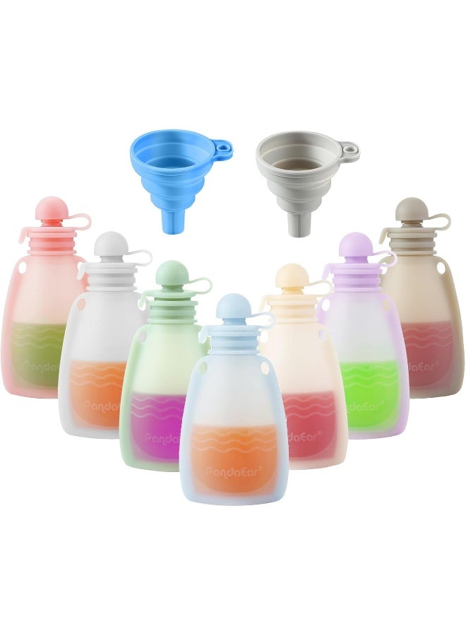 PandaEar Reusable Silicone Baby Food Pouches, 7 Pack Squeeze Pouches for Toddler Kids, BPA-Free Silicone Refillable Baby Food Storage, 5.5 oz/160 ml - Image 1
