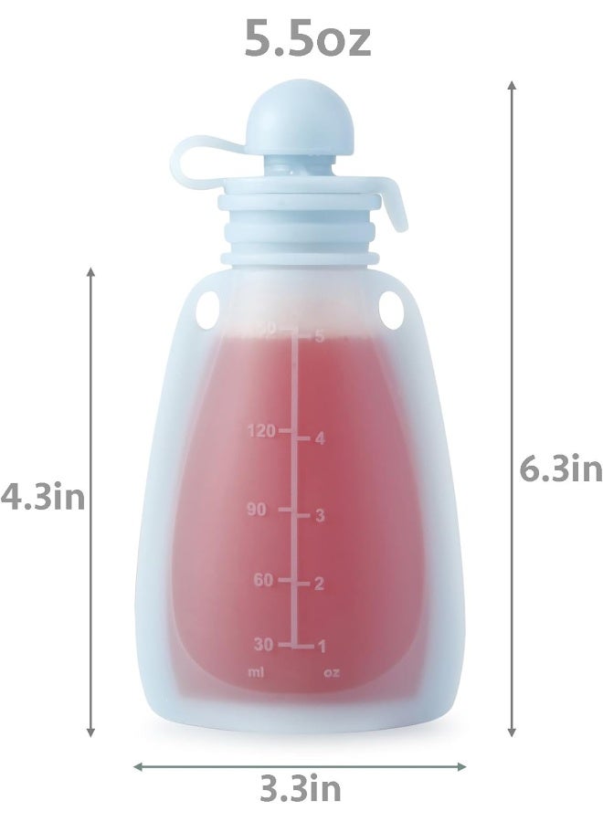 PandaEar Reusable Silicone Baby Food Pouches, 7 Pack Squeeze Pouches for Toddler Kids, BPA-Free Silicone Refillable Baby Food Storage, 5.5 oz/160 ml - Image 3