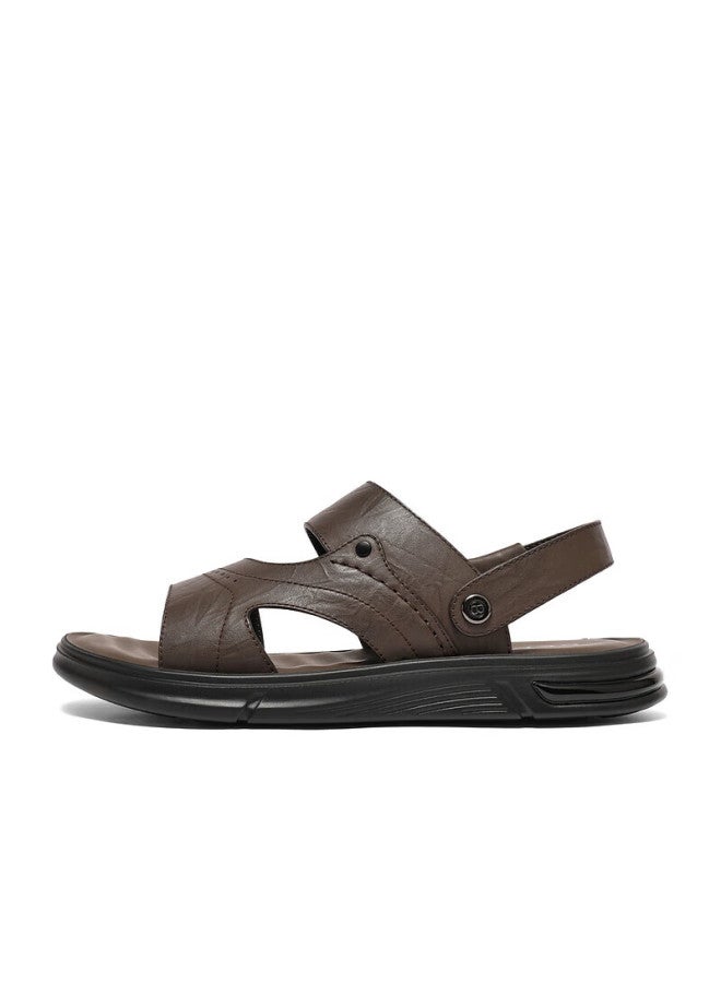 Belle Men's Outdoor Dual-use Sandals, Seasonal Mall Same Style Cowhide Casual Beach Sandals 8gf01bl4 Brown Size 44 - Image 4