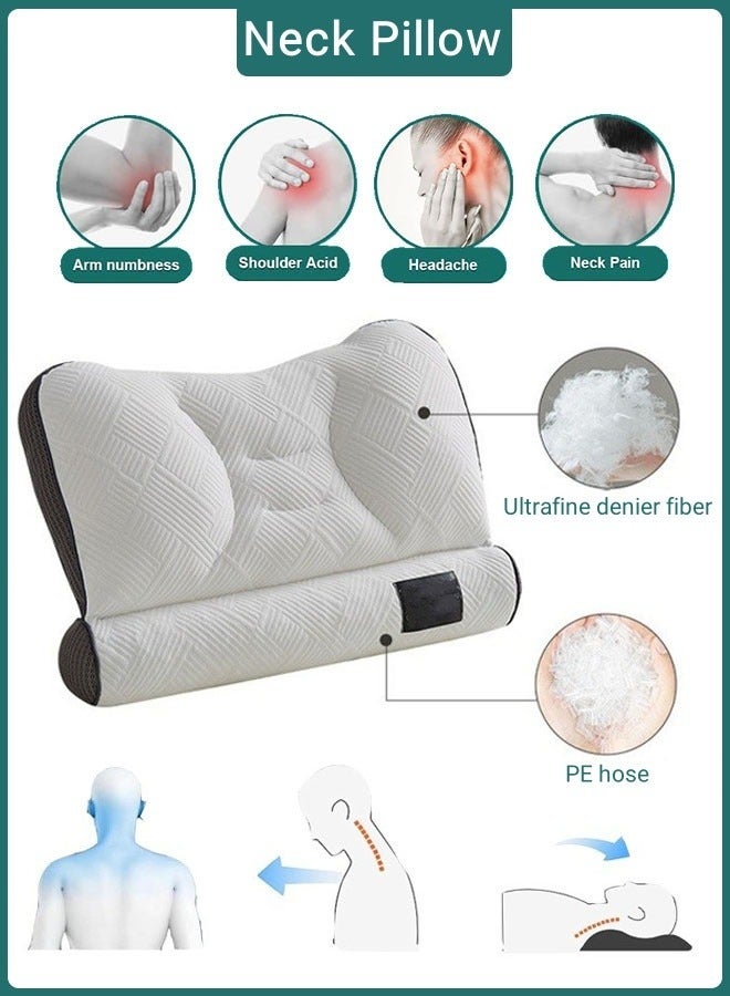 Neck Pillows for Pain Relief Sleeping Side Sleeper Cervical Pillow for Normal Use and Neck Pain Adjustable Orthopedic Pillow Filling with PE Hose Ergonomic Contour Pillow Dark Gray  - Image 1
