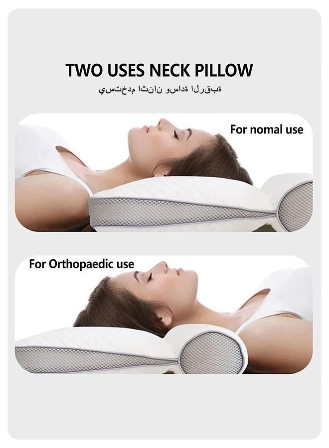 Neck Pillows for Pain Relief Sleeping Side Sleeper Cervical Pillow for Normal Use and Neck Pain Adjustable Orthopedic Pillow Filling with PE Hose Ergonomic Contour Pillow Dark Gray  - Image 2