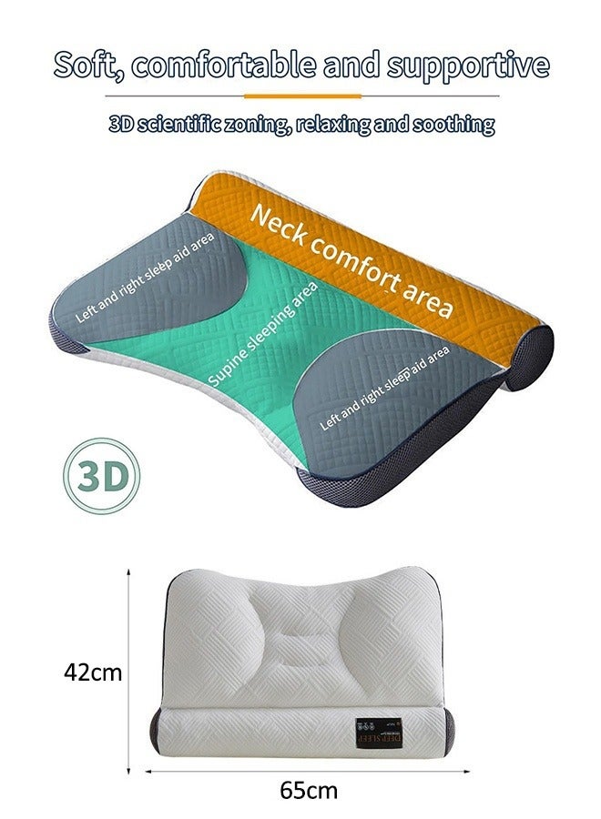 Neck Pillows for Pain Relief Sleeping Side Sleeper Cervical Pillow for Normal Use and Neck Pain Adjustable Orthopedic Pillow Filling with PE Hose Ergonomic Contour Pillow Dark Gray  - Image 4
