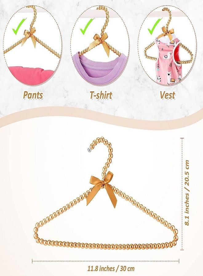 20pcs Pearl Beaded Clothes Hangers Bowknot Metal Elegant Hangers Standard Clothes Hangers for Women Bride Wedding Dress Coats Shirts(Light Gold)  - Image 3