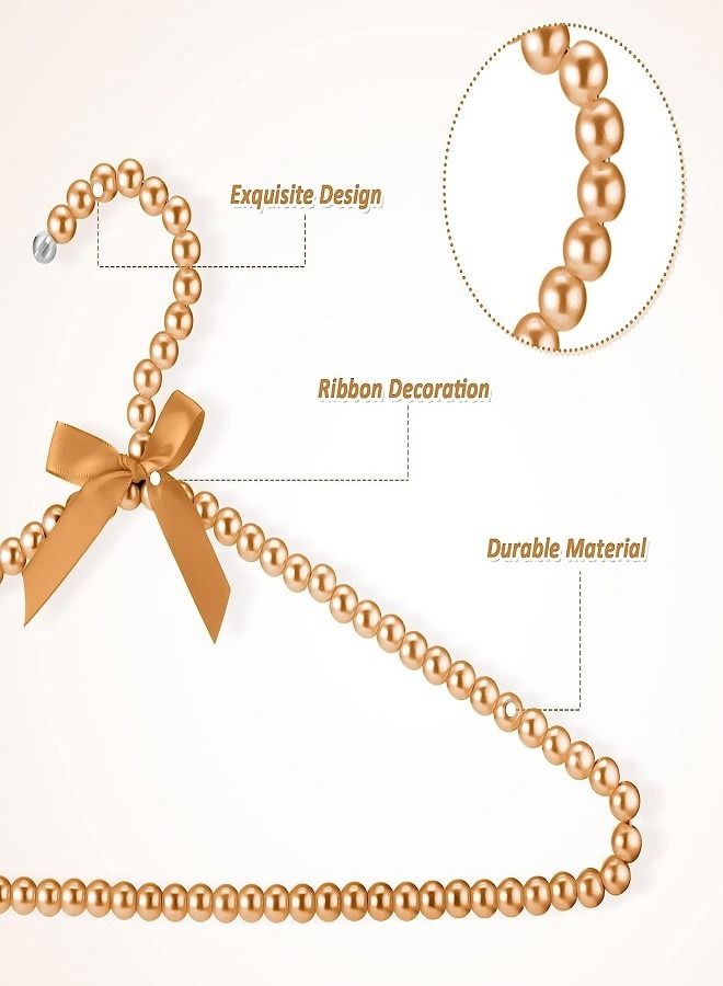 20pcs Pearl Beaded Clothes Hangers Bowknot Metal Elegant Hangers Standard Clothes Hangers for Women Bride Wedding Dress Coats Shirts(Light Gold)  - Image 4