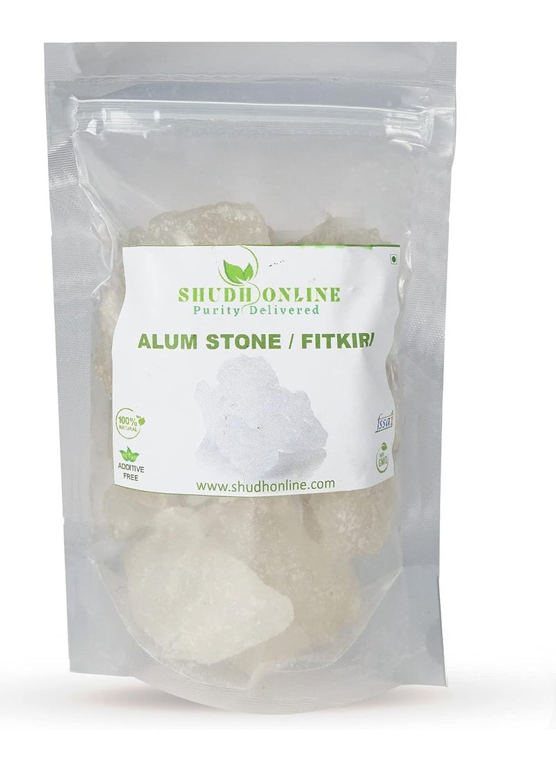 Shudh Online Alum Stone Organic for Face (3.5 oz - 0.2 lb) Piedra de Alumbre Para Lavado Intimo - Natural Fitkari Stone for Shaving - Phitkari Alum Crystal Rocks | Potassium Alum (100g)  - Image 1