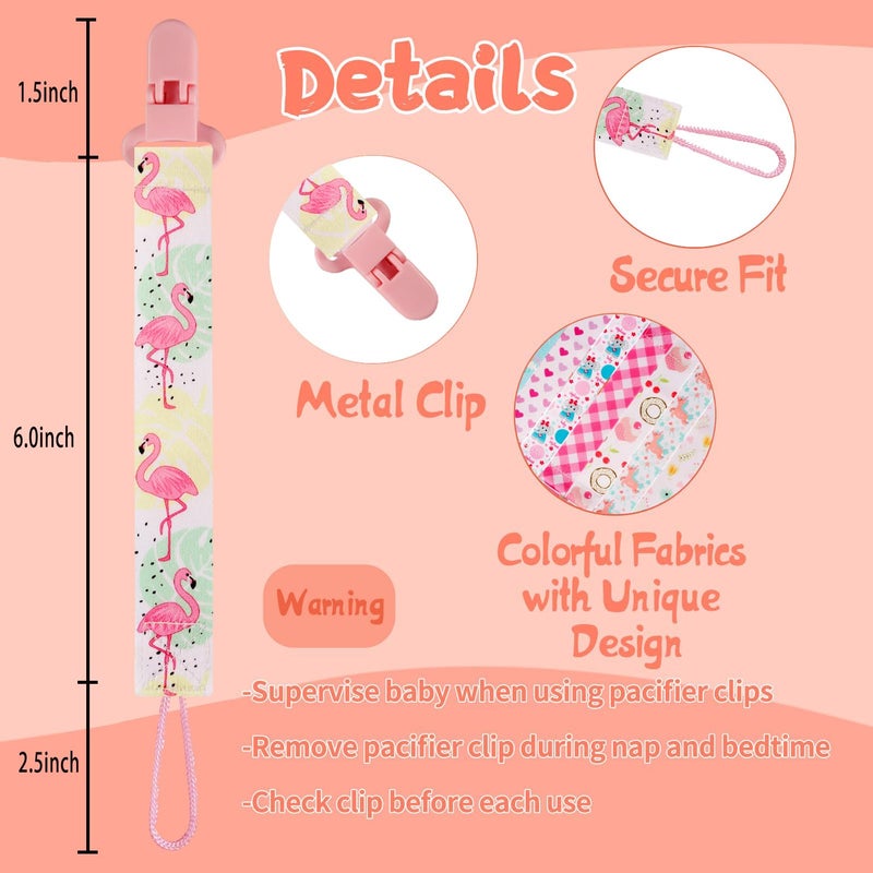 Tamhoo 12 Pack Pacifier Clips with Strap 25.5cm - Premium Polyester Baby Pacifier Holder Set, Multi-Design Clips for Girls Boysï¼ˆMulti Color Bï¼‰ - Image 4
