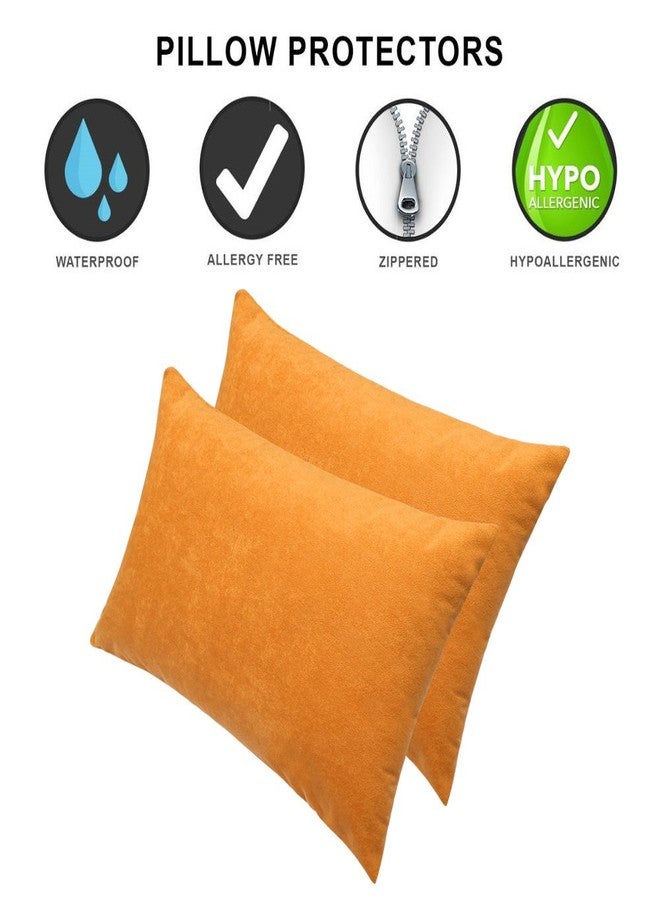 Lithara Waterproof Pillow Protector, 46 cm (18 inch) x71 cm (28 inch), Set of 2, Golden - Image 2