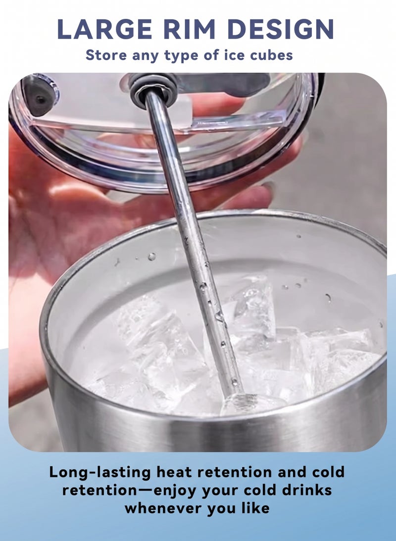 Extra-large 900ml stainless steel vacuum insulated mug with lid and straw, suitable for water, iced tea, or coffee. Dimensions: 10 x 20.5 x 7 cm. - Image 5