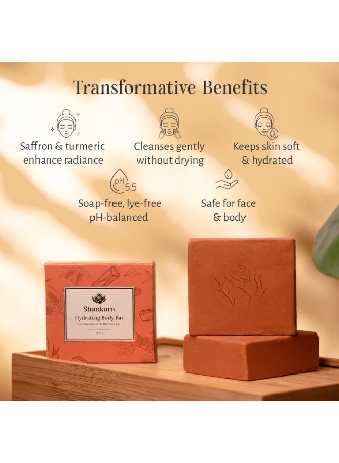 Shankara Hydrating Body Bar – Red Sandalwood & Mulberry Leaf | Natural pH-Balanced Soap Bar for Face and Body | Plant-Based, Cruelty-Free | 100g - Image 4