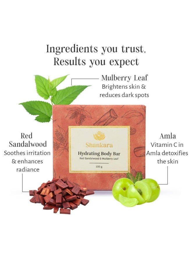 Shankara Hydrating Body Bar – Red Sandalwood & Mulberry Leaf | Natural pH-Balanced Soap Bar for Face and Body | Plant-Based, Cruelty-Free | 100g - Image 2