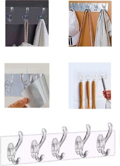 RoseRoi Transparent Strong Self-Adhesive Door Wall Hanger Set of 5  - Image 2
