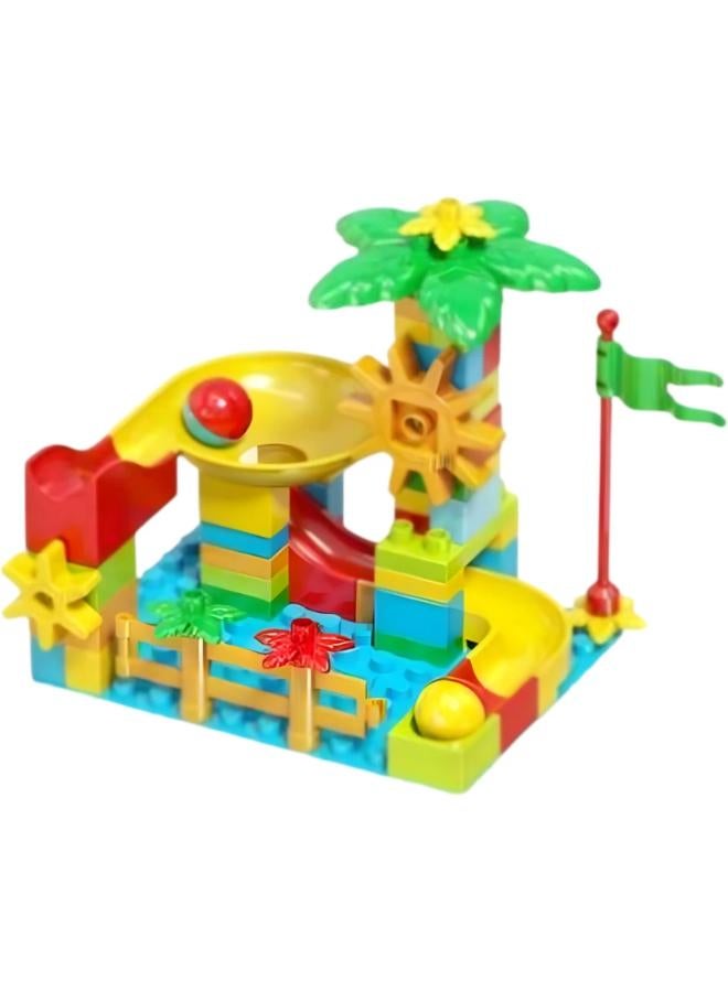 Children’s Fun Slideway – Colorful Building Block Playset (63 Pieces)