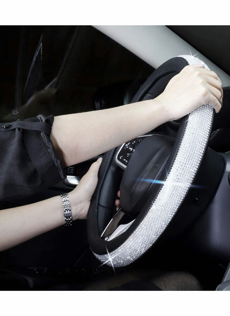 Captaintech Luxury Diamond Leather Steering Wheel Cover with Sparkling Crystal Accents  - Image 3