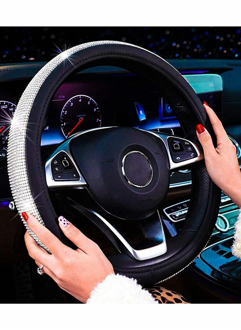 Captaintech Luxury Diamond Leather Steering Wheel Cover with Sparkling Crystal Accents  - Image 2