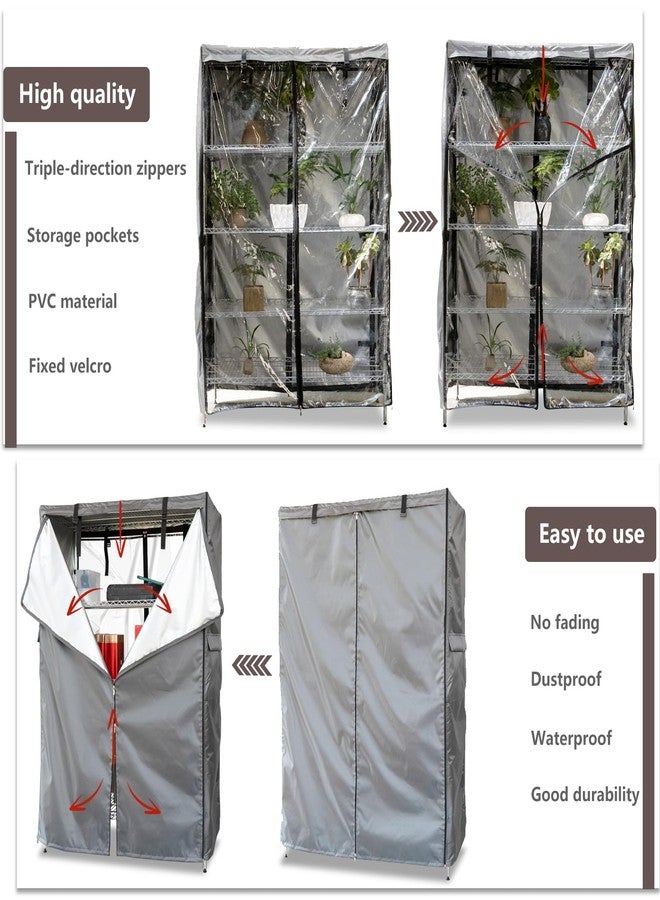okcool Waterproof Shelf Cover, Wire Shelf Cover with Zipper & Clear View Panel (Grey,42" Wx18 Dx72.5 H Shelves) - Image 4
