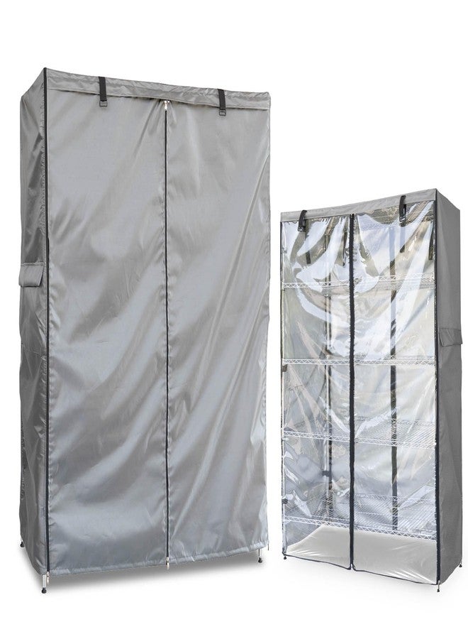 okcool Waterproof Shelf Cover, Wire Shelf Cover with Zipper & Clear View Panel (Grey,42" Wx18 Dx72.5 H Shelves) - Image 1