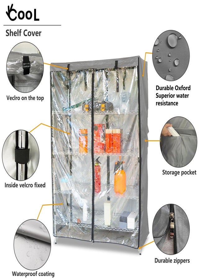 okcool Waterproof Shelf Cover, Wire Shelf Cover with Zipper & Clear View Panel (Grey,42" Wx18 Dx72.5 H Shelves) - Image 3