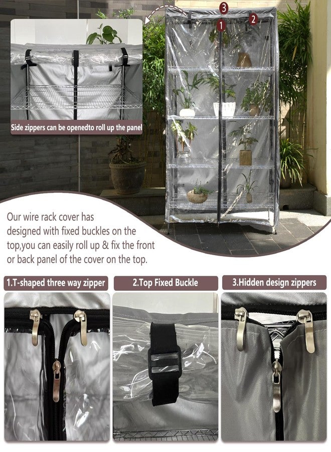 okcool Waterproof Shelf Cover, Wire Shelf Cover with Zipper & Clear View Panel (Grey,42" Wx18 Dx72.5 H Shelves) - Image 5