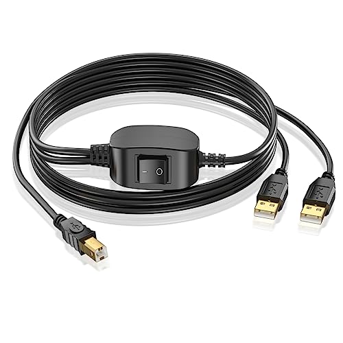 Herfair Printer Cable Splitter for Two Computers USB Splitter 1 in 2 Out USB-B Share Cable with Switch for inkless Printers,Scanners,Samsung,MacBook,HP,Canon,Brother,More (5 Feet) - Image 1