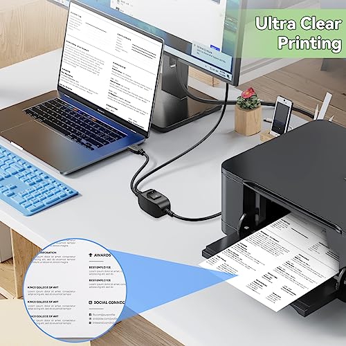 Herfair Printer Cable Splitter for Two Computers USB Splitter 1 in 2 Out USB-B Share Cable with Switch for inkless Printers,Scanners,Samsung,MacBook,HP,Canon,Brother,More (5 Feet) - Image 3