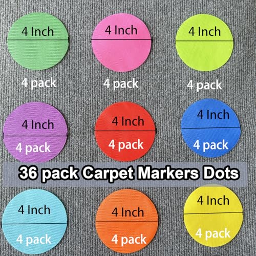 WELSTIK Spot Markers Carpet Markers for Classroom, 4" Rug Circles Marker Dots for Preschool, Kindergarten, and Elementary Teachers,9 Colors (36 Pack) - Image 2