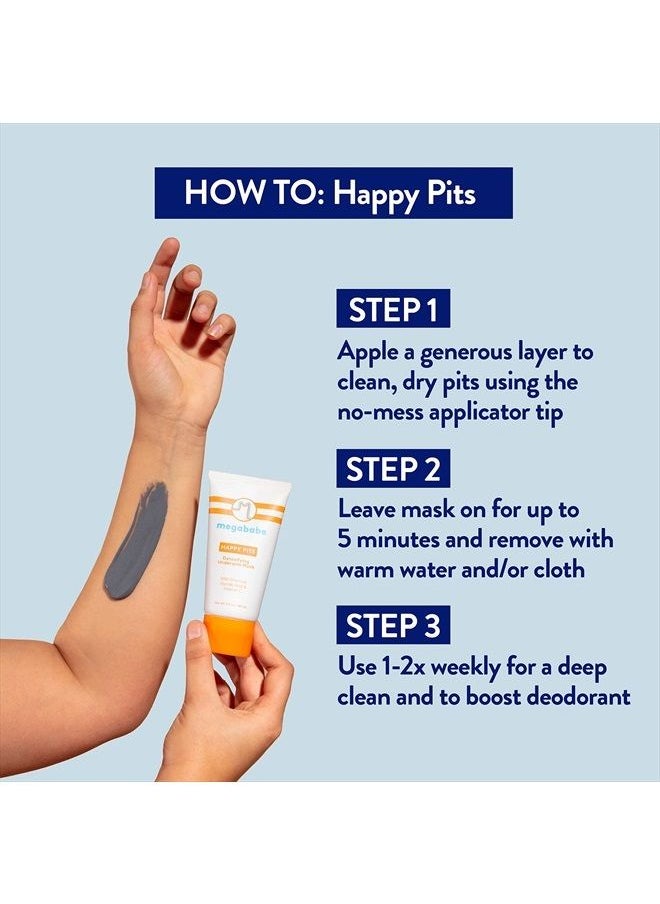 Underarm Mask - Happy Pits | With Detoxifying Charcoal & Vitamin C | 3 fl oz
