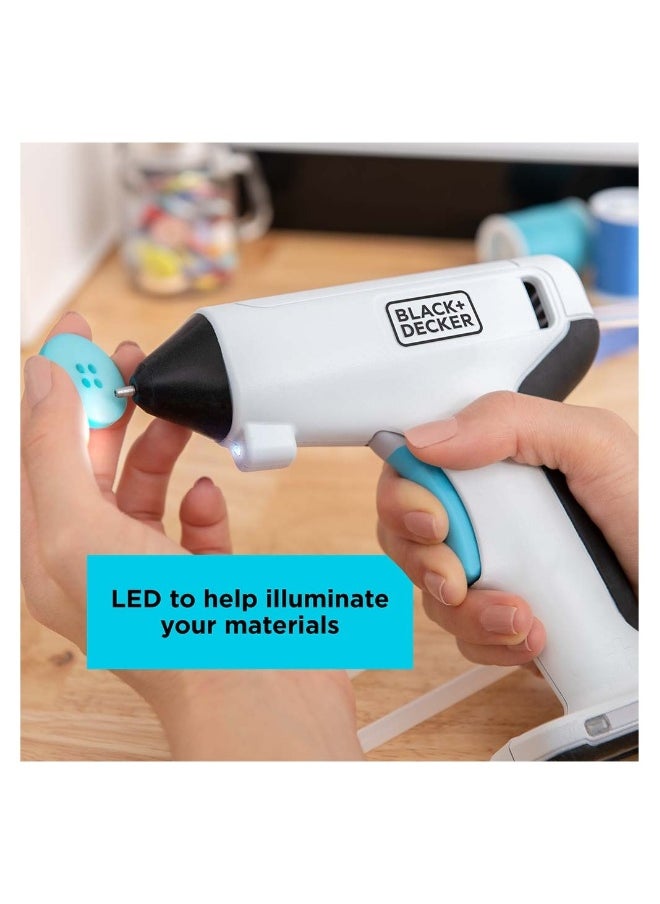 BLACK+DECKER - Cordless Glue Gun, 3.6V, Quick HeatIng In 30 Seconds, Up to 25 MInutes Runtime, Non-Slip HAndle, Self-StAndIng Base, I, 7mm Glue Stick & Type-C USB ChargIng - Image 1