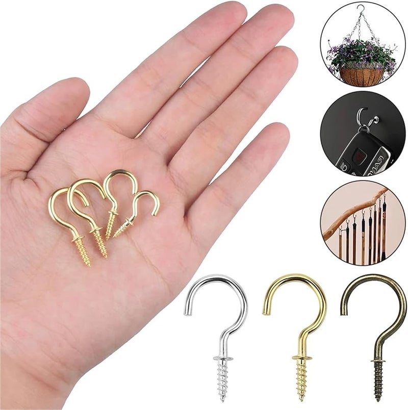 خطافات براغي ثقيلة من الفولاذ المقاوم للصدأ 200 قطعة فضي الطول 20 مم مثبتة على الحائط للتعليق - Image 3