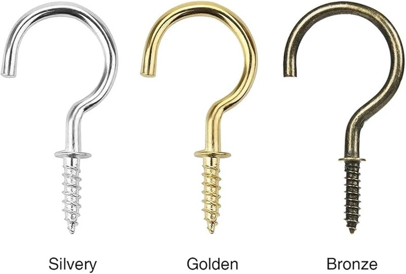 خطافات براغي ثقيلة من الفولاذ المقاوم للصدأ 200 قطعة فضي الطول 20 مم مثبتة على الحائط للتعليق - Image 5