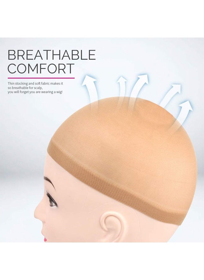 Fanski 12-Pieces Light Brown Stocking Wig Caps Stretchy Nylon Wig Caps  - Image 5