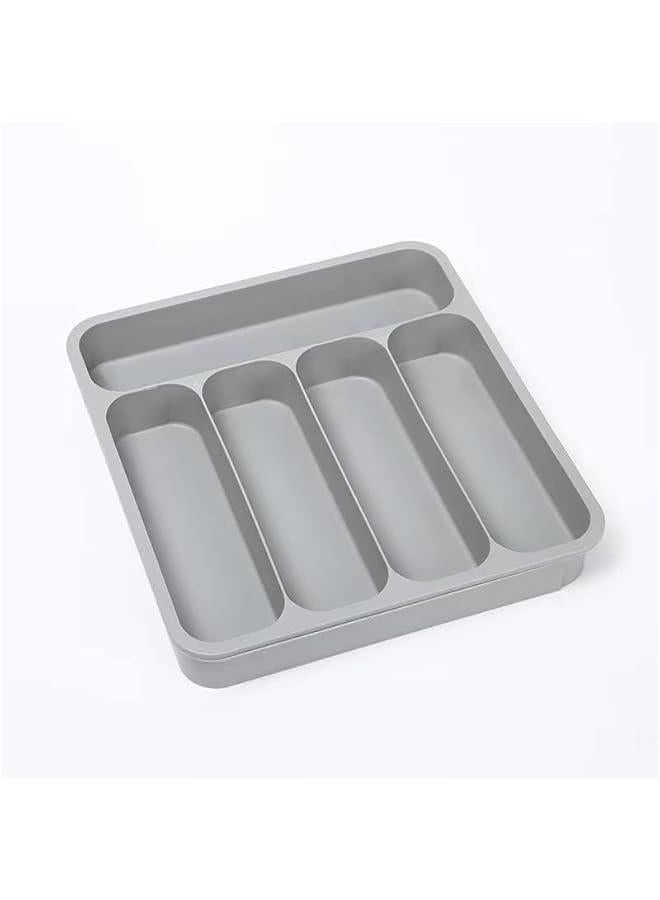 HOOKOR Silverware Drawer Organizer, Expandable Utensil Tray for Kitchen, BPA Free Flatware and Cutlery Holder, Adjustable Plastic Storage for Spoons Forks Knives(Grey) - Image 4