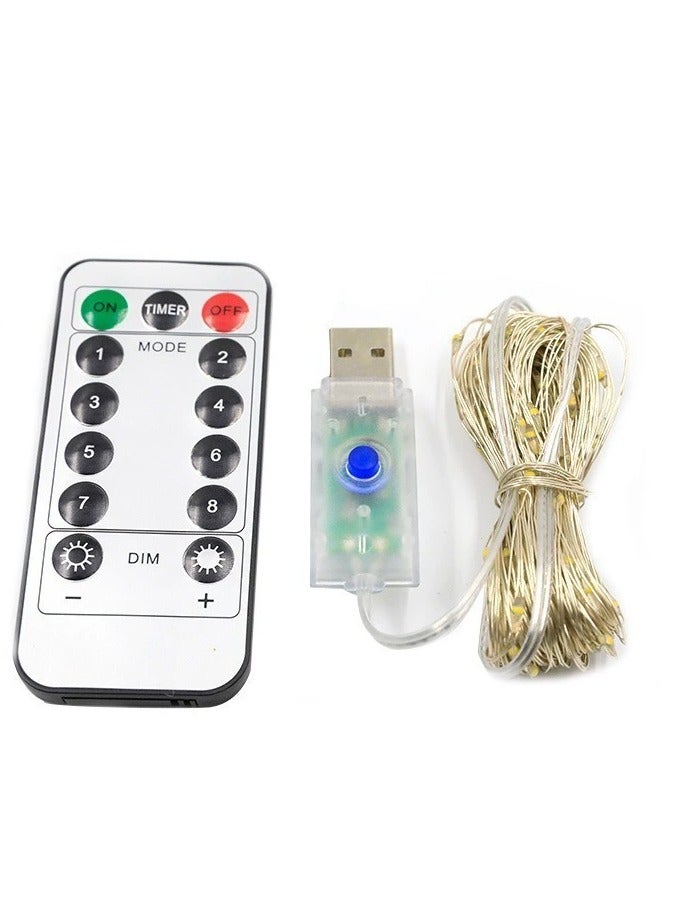 HEYAN 100 LED Waterproof USB Powered Fairy Twinkle String Lights, Remote Control with 8 Brightness Modes (10M) - Image 2