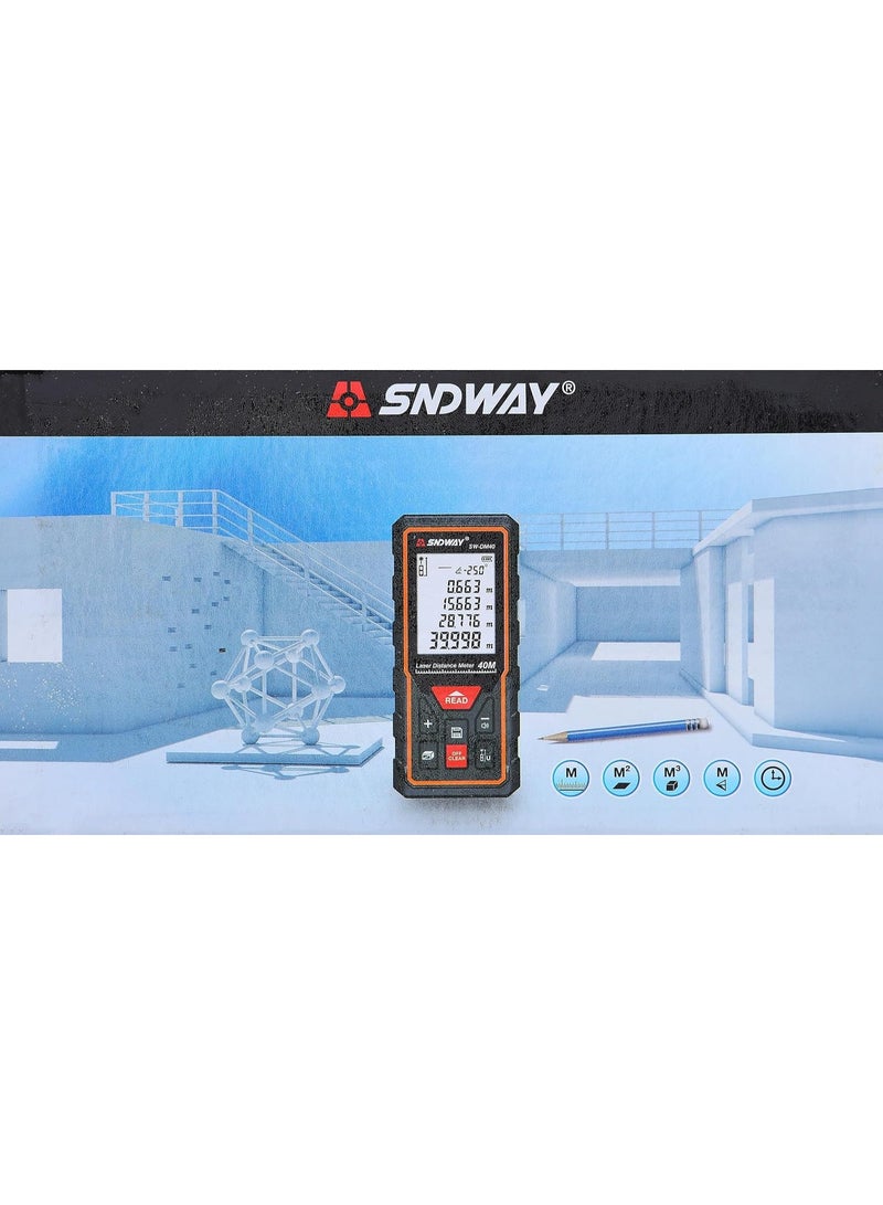 إس إن دي واي جهاز قياس المسافة بالليزر 100 متر من سندواي SW-DM100  - اسود/ برتقالي - Image 5