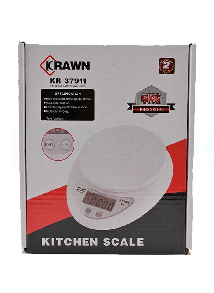 كراون كرون. ميزان رقمي 5 كيلو ابيض مع شاشة رقمية ، حجم صغير ، مسطح ، سهل الاستخدام ، يوفر قياسات دقيقة للمنتخبات من الصورة النموذجية - Image 1