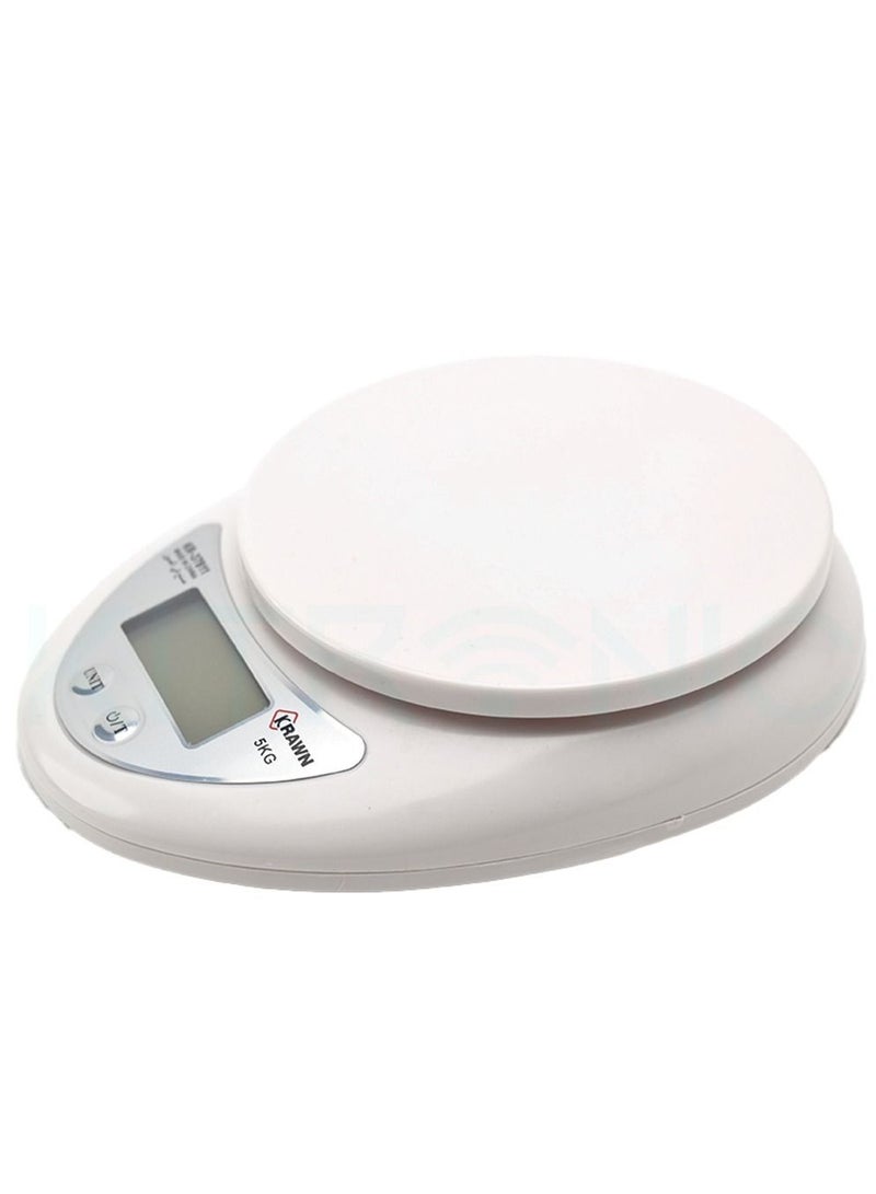كراون كرون. ميزان رقمي 5 كيلو ابيض مع شاشة رقمية ، حجم صغير ، مسطح ، سهل الاستخدام ، يوفر قياسات دقيقة للمنتخبات من الصورة النموذجية - Image 3