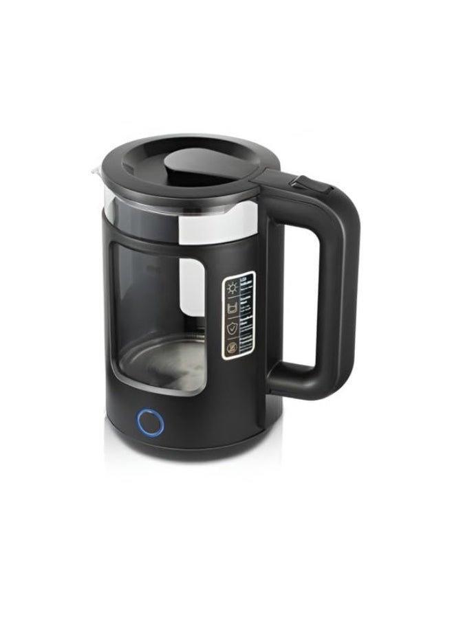 New Golden Creat Electric Kettle 2L Glass Tea Kettle 1500W Fast Boil Water Boiler, Hot Water Heater with Auto Shut-Off, LED Light, Boil-Dry Protection, Cordless 360° Base, BPA-Free, Kettle for Home Office Use – NGC-133 (Black)