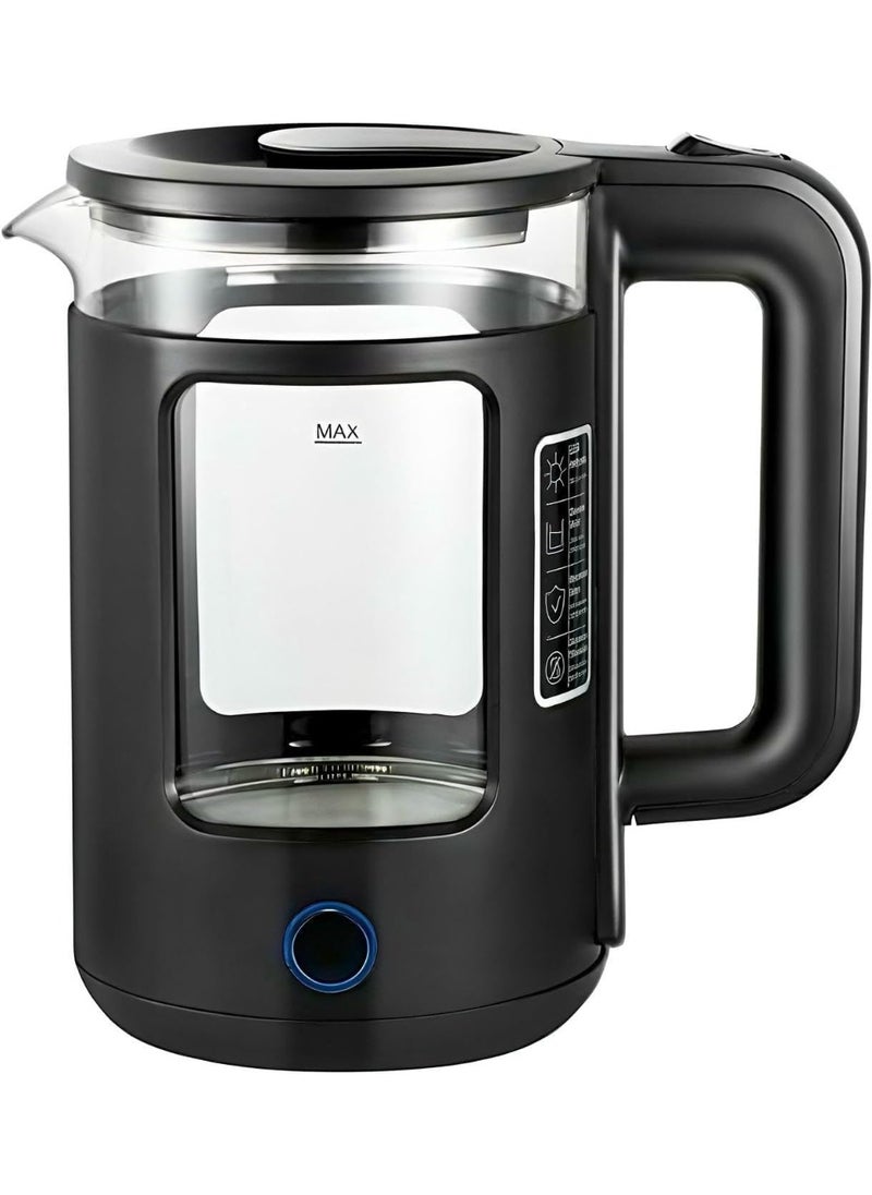 New Golden Creat Electric Kettle 2L Glass Tea Kettle 1500W Fast Boil Water Boiler, Hot Water Heater with Auto Shut-Off, LED Light, Boil-Dry Protection, Cordless 360° Base, BPA-Free, Kettle for Home Office Use – NGC-133 (Black)